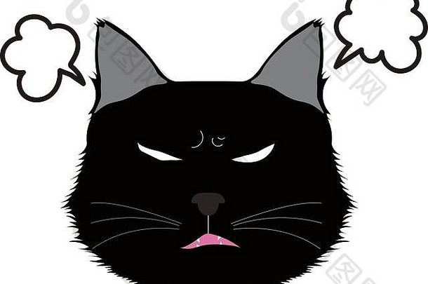 一只愤怒的黑猫的插图
