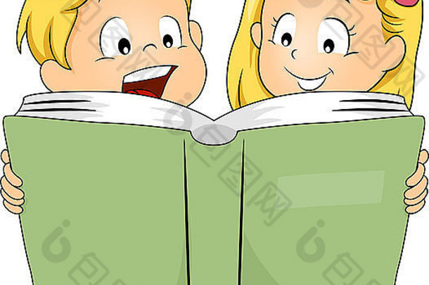 兄弟姐妹一起读书的插图，