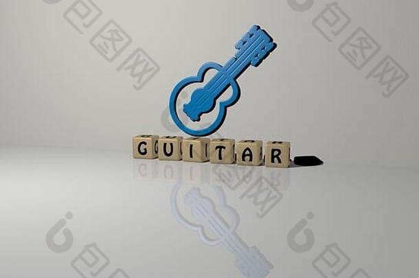 插图吉他图形文本使金属说信相关的的含义概念演讲背景声