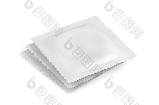 集团白色空白袋避孕套包装对象