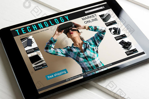 在线购物在线商店出售虚拟现实产品技术平板电脑屏幕