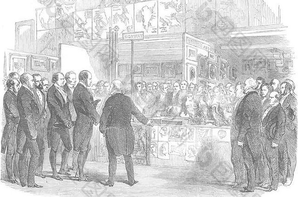 伦敦教育展览，圣马丁大厅1854年。图文并茂的伦敦新闻