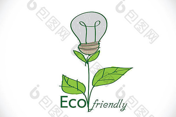 绿色环保灯泡植物生长绿色生态能源理念