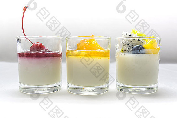 酸奶廓羽白色短衣<strong>水果</strong>一流的玻璃器皿