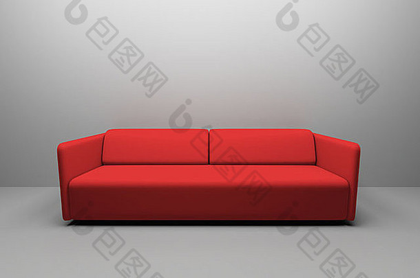 <strong>红</strong>色的沙发空白墙