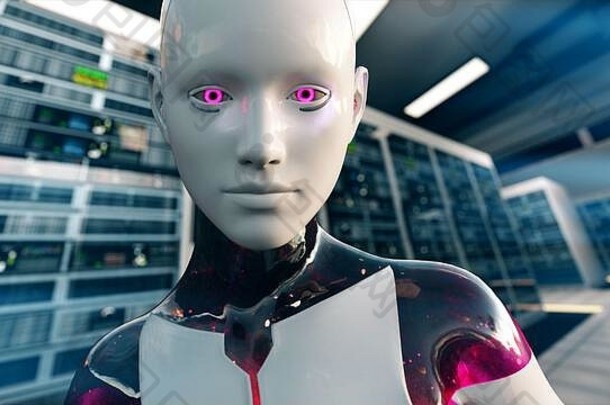 插图人形机器人一般被称为安卓人工情报服务器房间