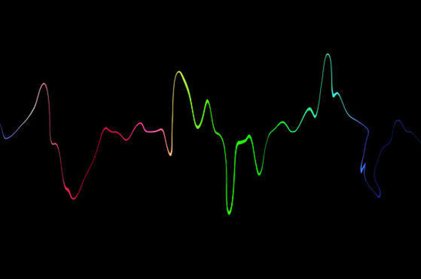 色彩斑斓的说话声音波行孤立的黑色的背景音乐声音科学技术