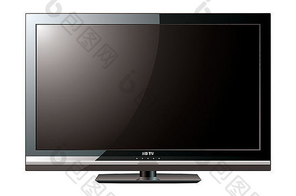 现代反射式黑色平板液晶电视显示器