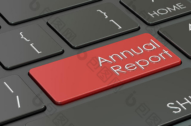 年度报告概念红色的热关键键盘呈现