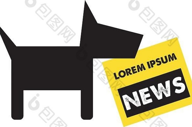 狗和报纸的标志概念，支持EPS 10。