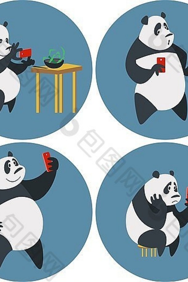 社交网络让大熊猫上瘾了，他们拍摄食物，自拍，等待欣赏。