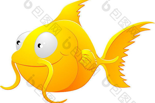 剪纸艺术插图可爱的可爱的金鱼类型鱼