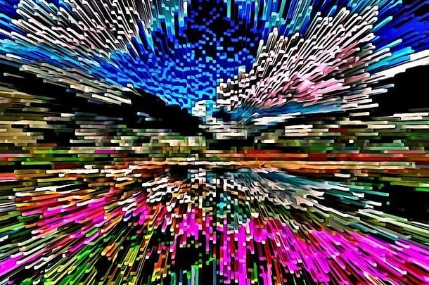 计算机生成的插图抽象艺术混乱的彩色迷幻分形。魔术彩色照相术