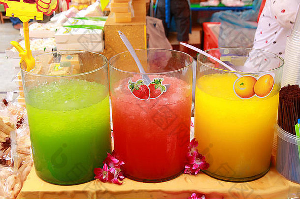 商店汁冰甜蜜的味道传统的泰国
