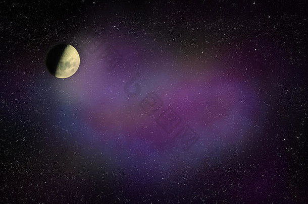 月亮闪亮的空间完整的星星紫外线辐射星云空间景观紫外线空间