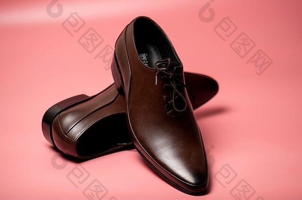 棕色皮革优雅男鞋，隔离产品，休闲鞋