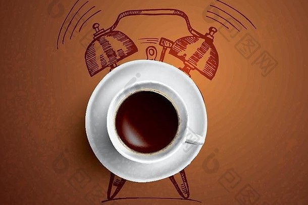 报警时钟咖啡概念插图涂鸦