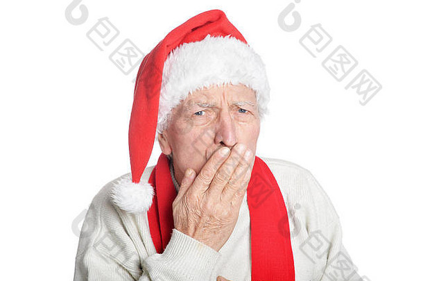 白色背景的圣诞老人老人肖像