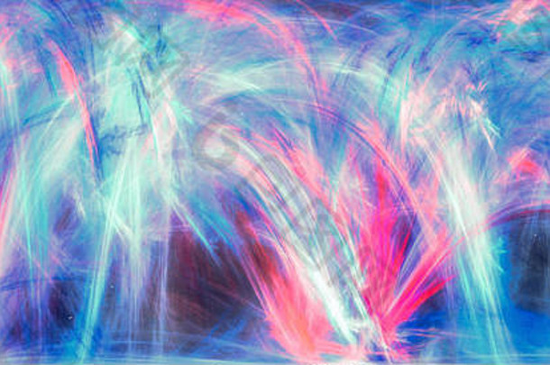 彩色发光等离子体曲线，计算机生成的抽象背景，3D渲染