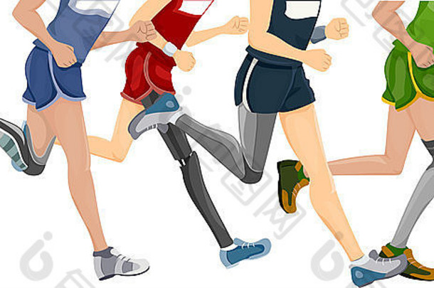 短小的插图展示了穿着假肢的跑步者
