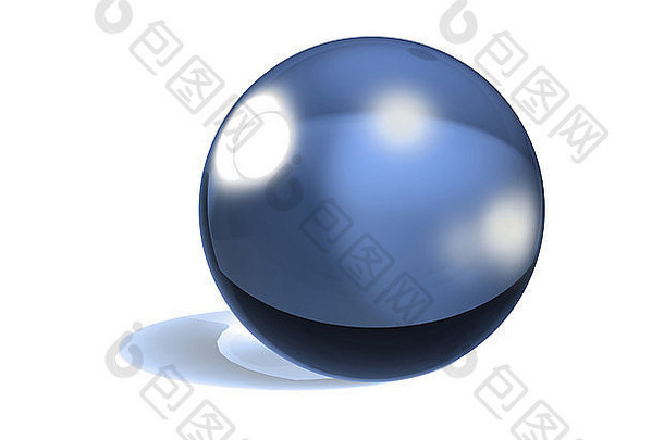 白色背景上的玻璃状3d球。