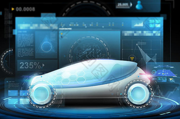 未来概念车和虚拟屏幕