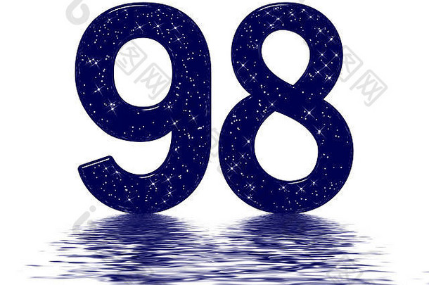数字九十年明星天空纹理模仿反映了水表面孤立的白色渲染
