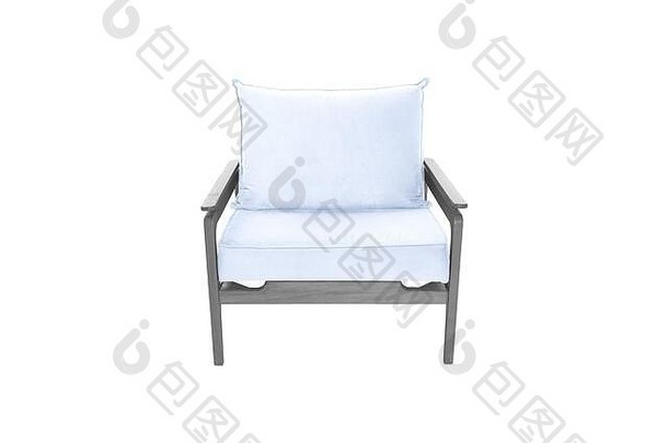 蓝色扶手椅。白色背景的现代设计师座椅。纹理椅子。