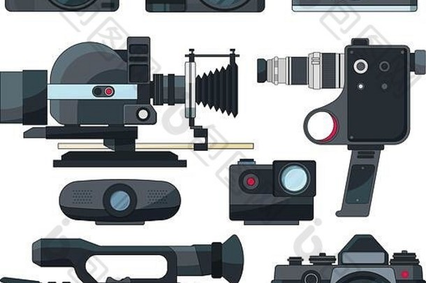数码摄像机和不同的专业设备