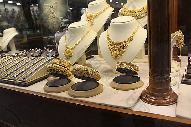 阿联酋航空公司迪拜黄金Jewelery商店窗口