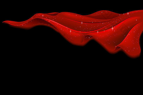 黑色背景中的红色连衣裙波浪设计插图