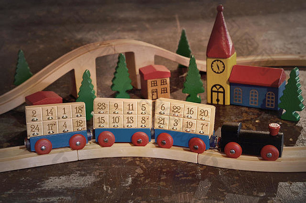 铁路货车木制玩具复古乡村