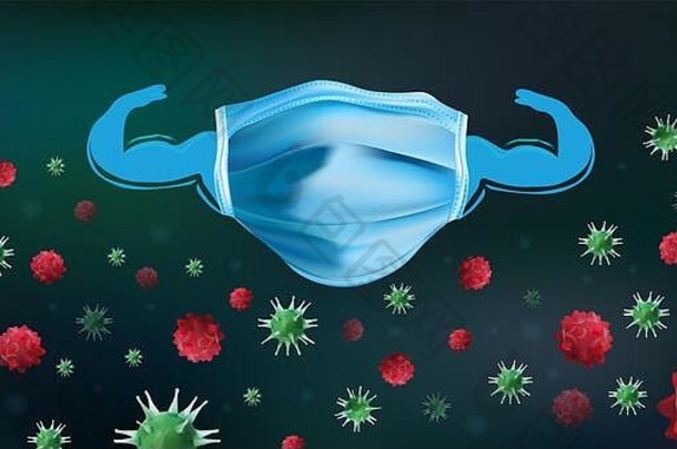 病毒疾病摘要背景病毒医疗面具世界流感大流行细菌微生物真菌危险生活生物医疗面具病毒保护插图