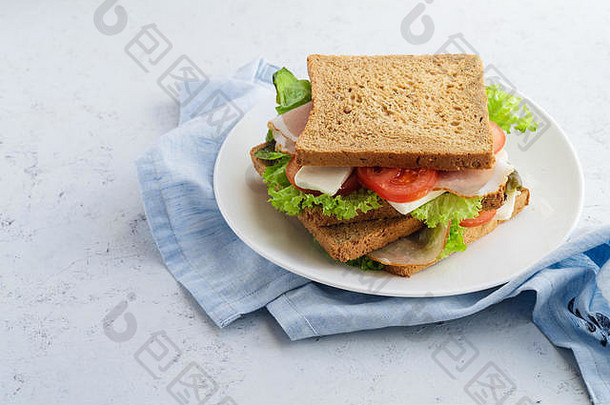 健康的三明治绿色他西红柿奶酪午餐的想法学校工作