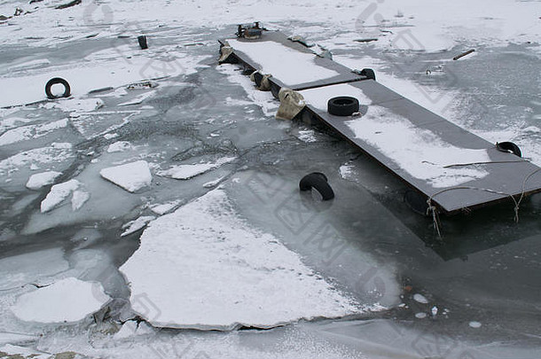 冰冻的多瑙河和堆积的流冰给码头和船只带来了<strong>安全隐患</strong>