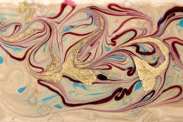 米色紫色的大理石花纹模式金大理石液体纹理