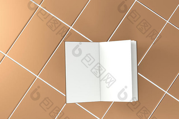 棕色（的）空白开放笔记本背景呈现电脑数字背景