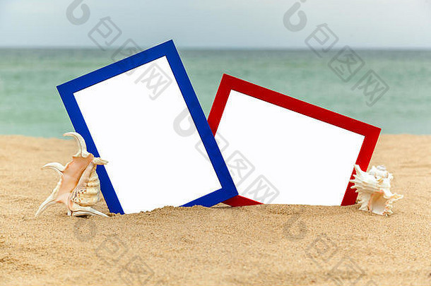 海滩相框，海滩摄影，贝壳，海滩度假，海滩卵石，图片，相框，海滩，照片，太阳