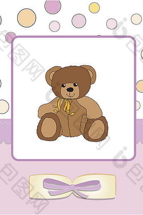 带泰迪熊的浪漫公告卡