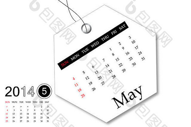 2014年5月标签设计日历