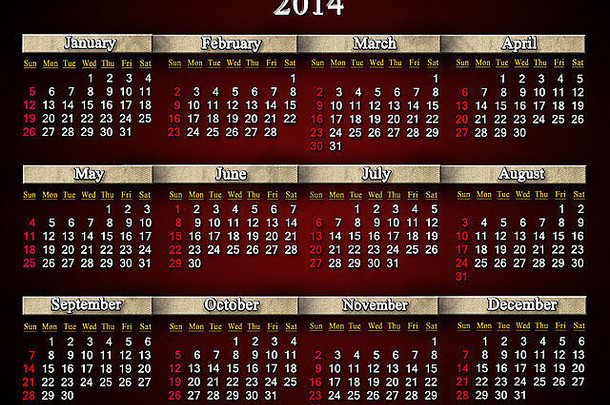 美丽的红葡萄酒和不寻常的2014年日历（英文）