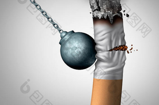 打破吸烟习惯辞职吸烟者上瘾破坏球破碎香烟尼古丁