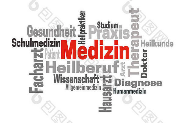 Medizin Arzt Wissenschaft（德语医学博士科学）一词的云概念。