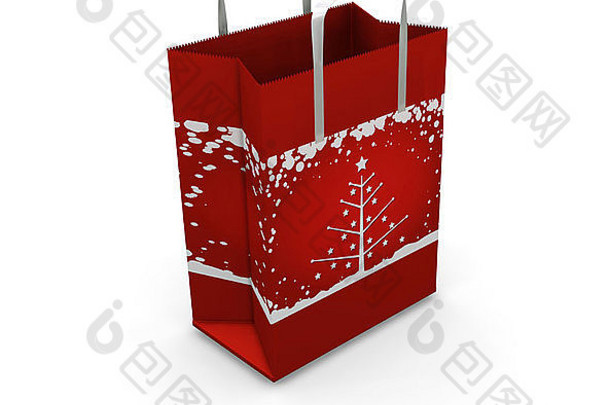 圣诞购物袋的3D渲染