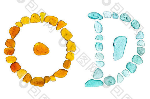 中国人字符太阳左悦月亮历史形式海玻璃马赛克
