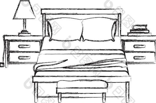 卧室床头柜上模糊轮廓白色背景