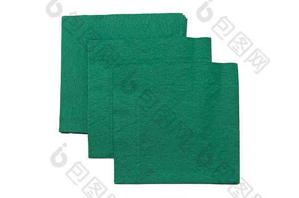 绿色餐巾孤立的白色背景