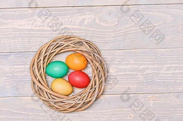 蛋亨特快乐复活节复制空间健康的快乐假期画鸡蛋巢春天假期假期庆祝活动准备享受春天一天