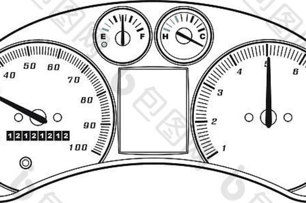 机动车辆仪表板仪表板带速度表燃油表发动机温度和转速表