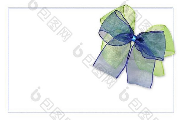 带框架的绿色和蓝色礼品弓，礼品券